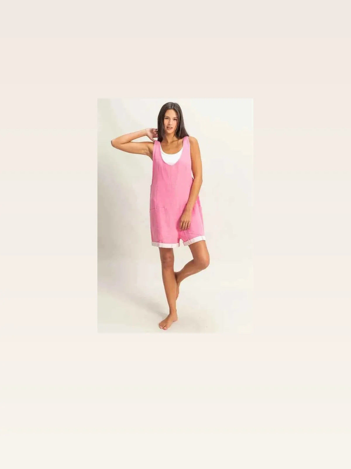 V-Neck Sleeveless Romper with Pockets