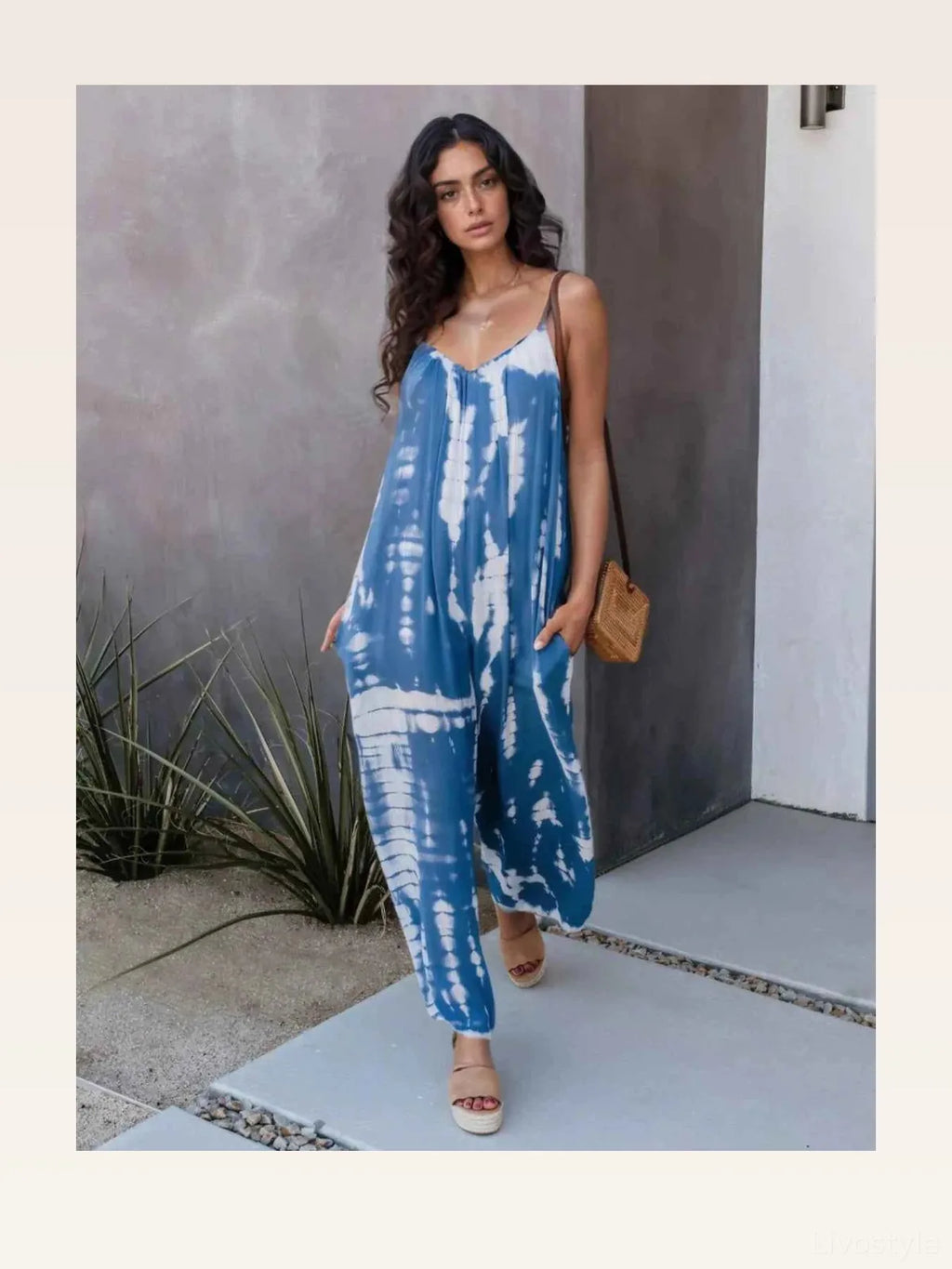Tie-Dye V-Neck Spaghetti Strap Jumpsuit