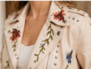 Wildflower Studded Faux Leather Moto Jacket