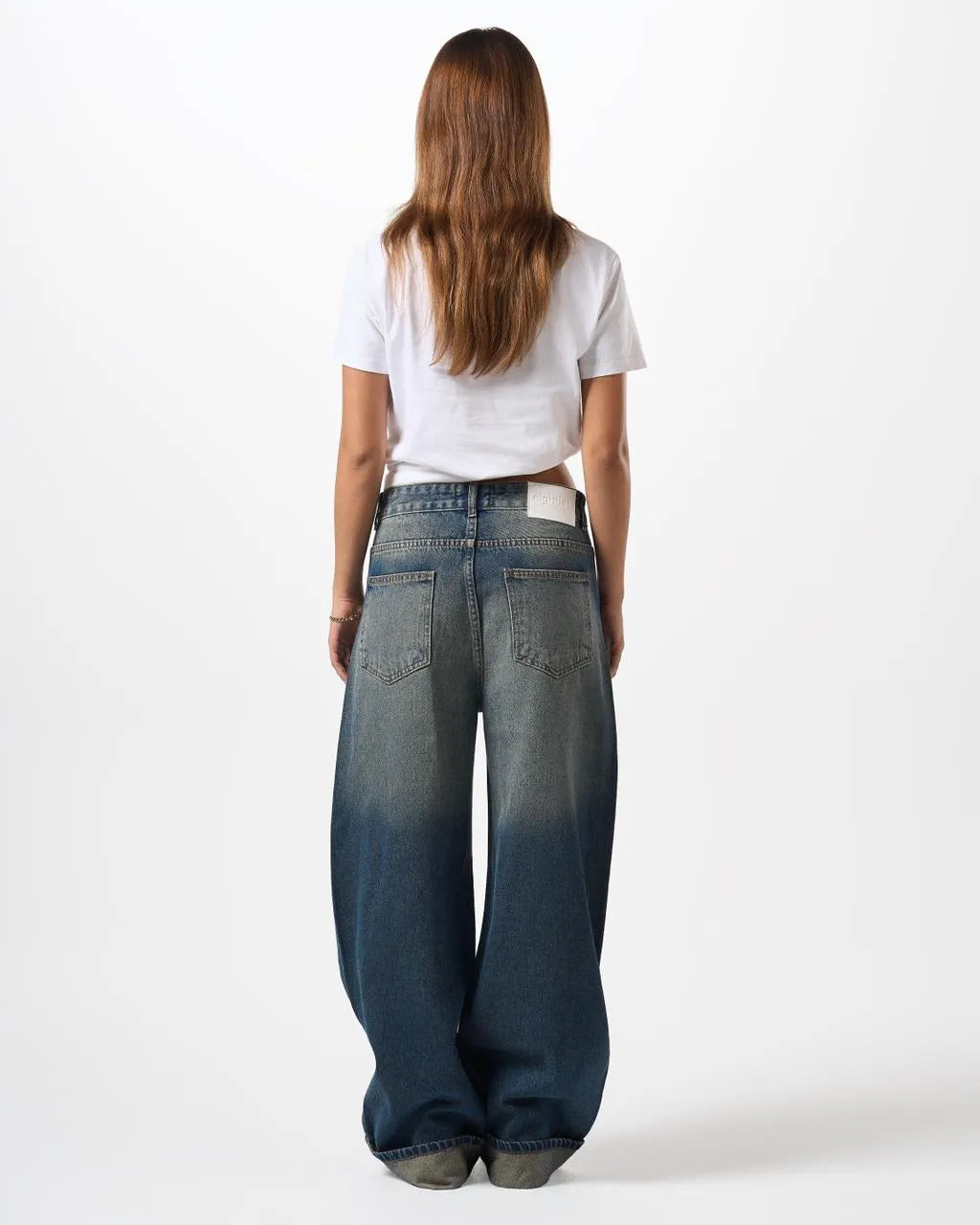 Women's Baggy Folded Mid-Waist Jeans