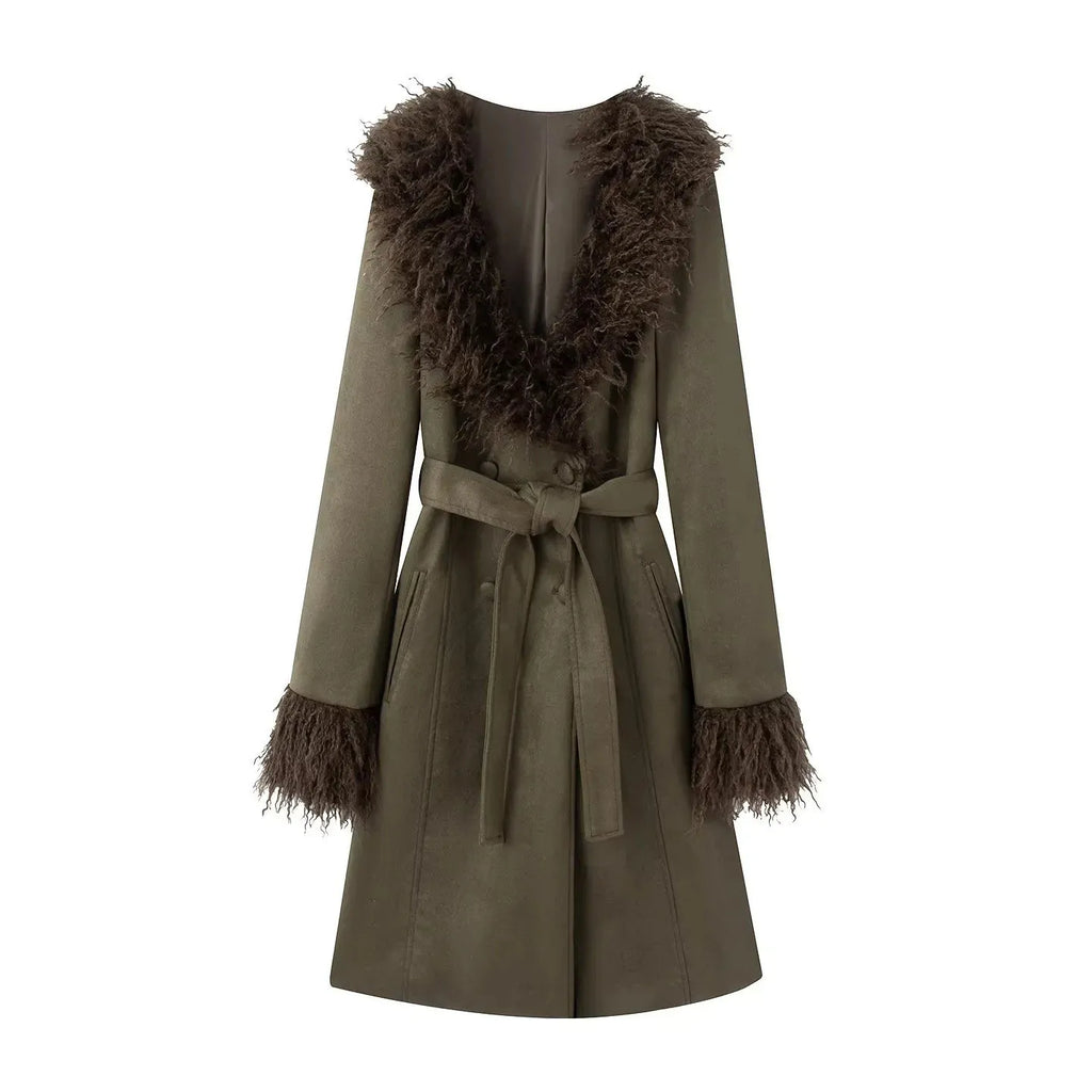 Women's Casual Mid-Length Trench Coat with Bow