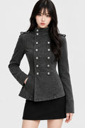 Women's Casual Retro Denim Short Double-Breasted Jacket