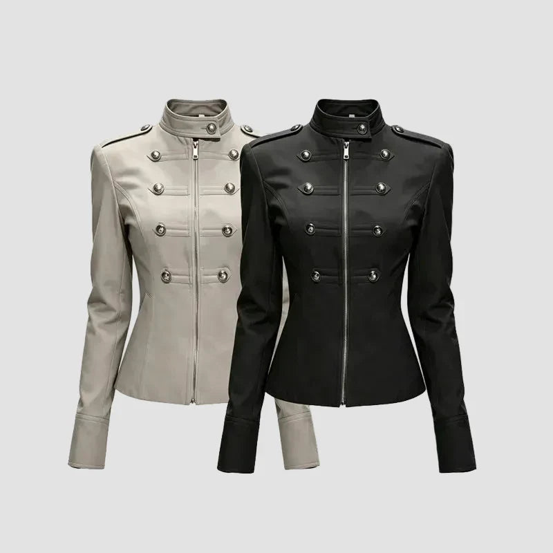 Women's Casual Retro Double-Breasted Napoleon Jacket Coat