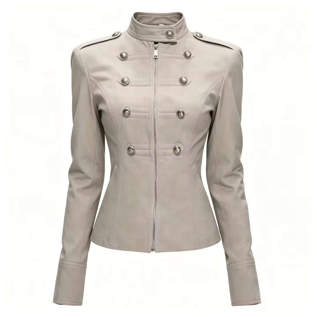 Women's Casual Retro Double-Breasted Napoleon Jacket Coat