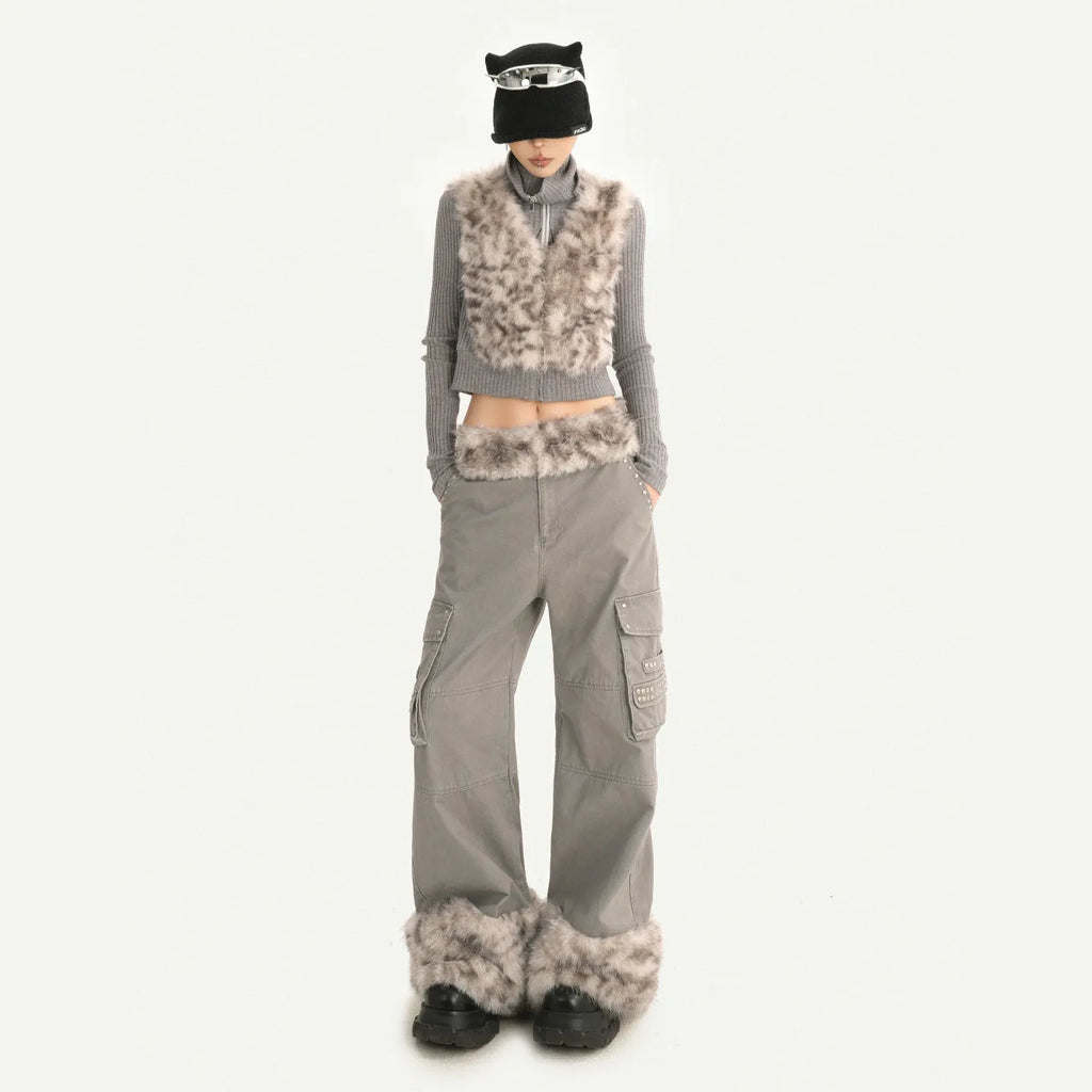 Women's Casual Retro Velvet Loose Straight Trousers