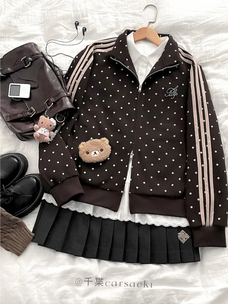Women's Cute Sporty Polka Dot Jacket Gymnastics Outfit