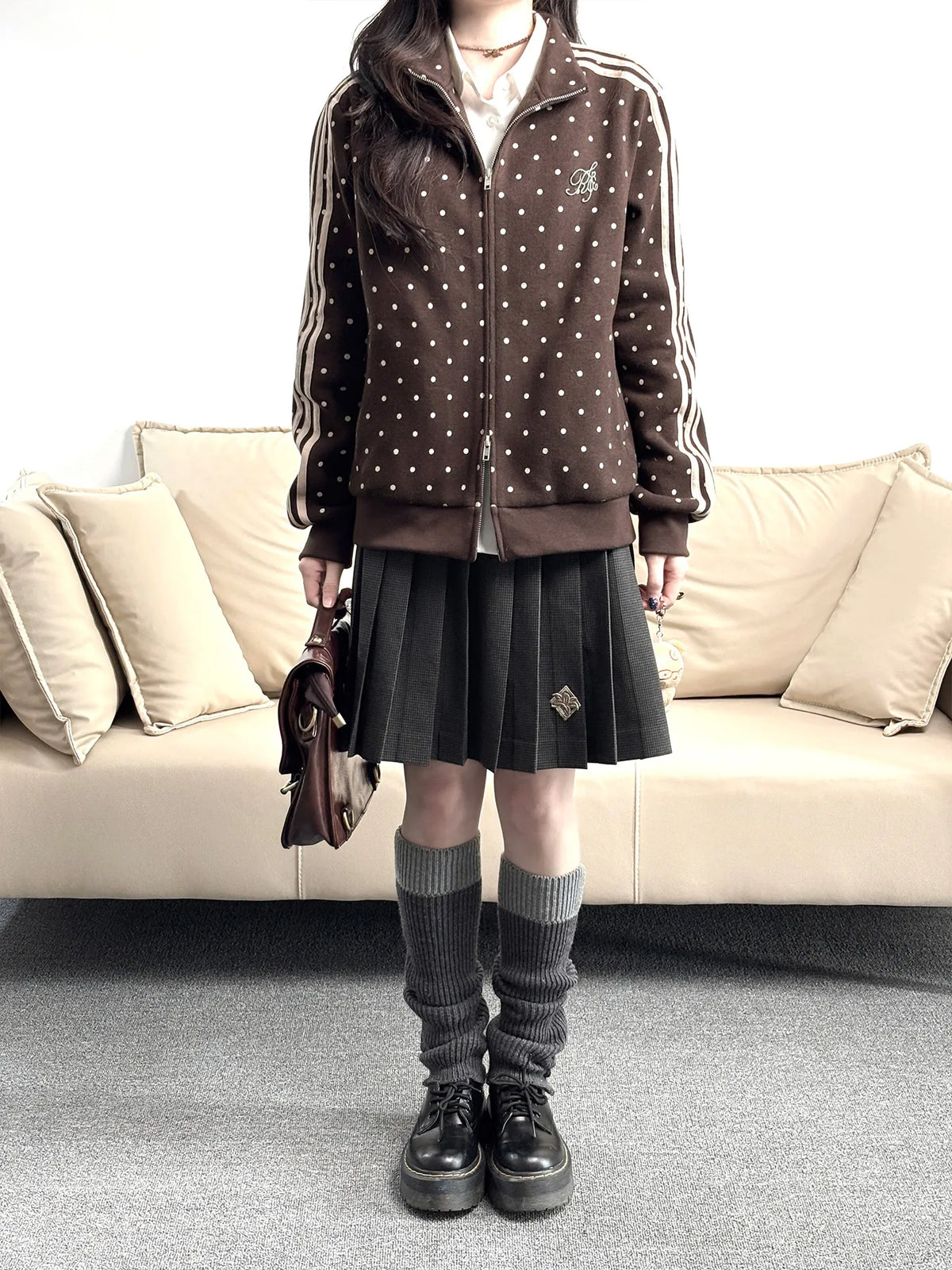 Women's Cute Sporty Polka Dot Jacket Gymnastics Outfit
