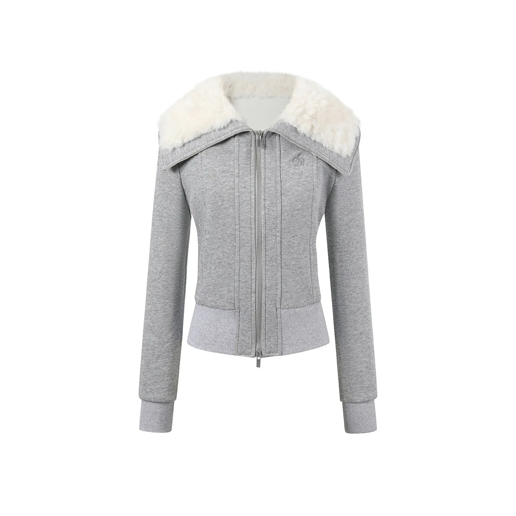 Women's Fleece Lapel Sweatshirt and Sweatpants Casual Set