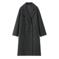 Women's Loose Fit Double-Breasted Long Woolen Coat
