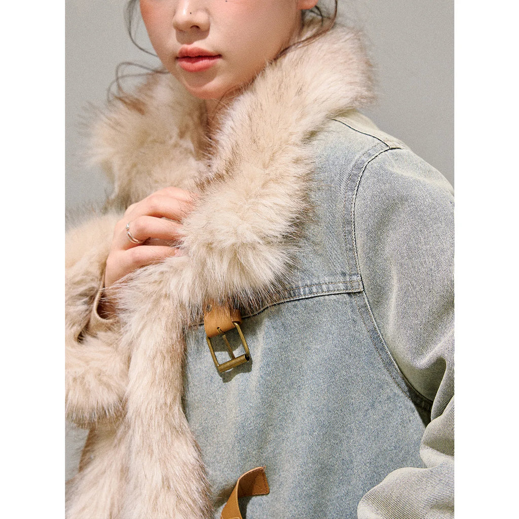 Women's Retro Velvet Denim Jacket and Trousers Two-Piece Set