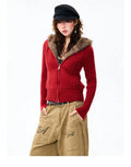 Women's Slim Fit Hooded Knitted Warm Cardigan Sweater Jacket