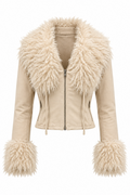 Women's Street Style Plush Splicing Short Jacket