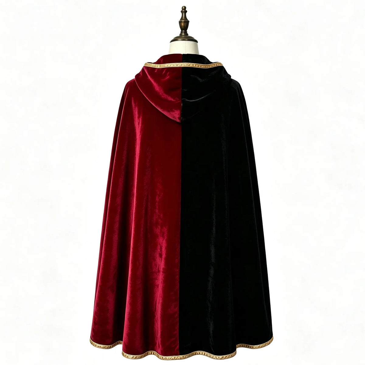 Women's Velvet Colorblock Hooded Long Cloak Cape