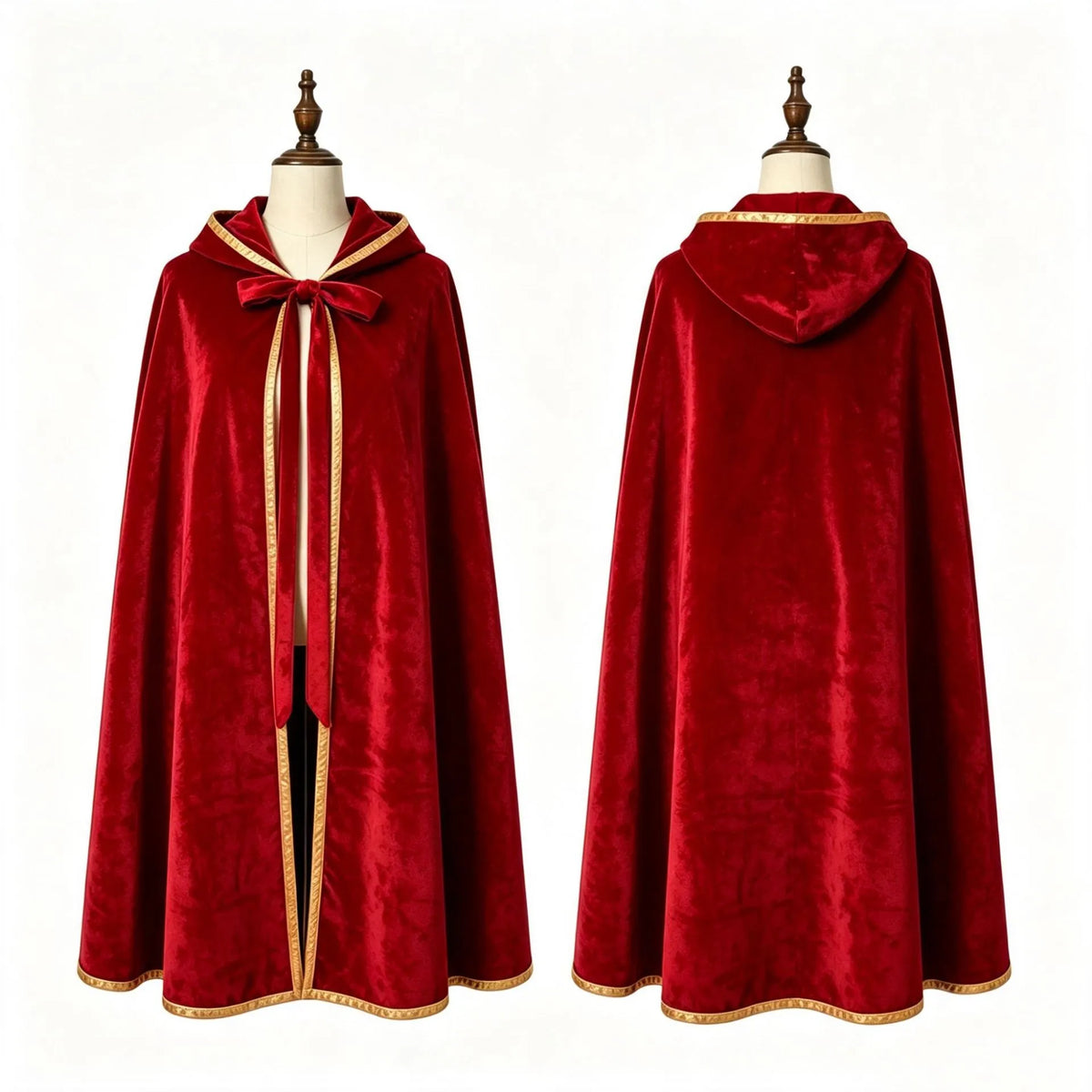 Women's Velvet Colorblock Hooded Long Cloak Cape
