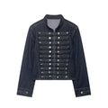 Women's Vintage Round Neck Slim Fit Denim Jacket