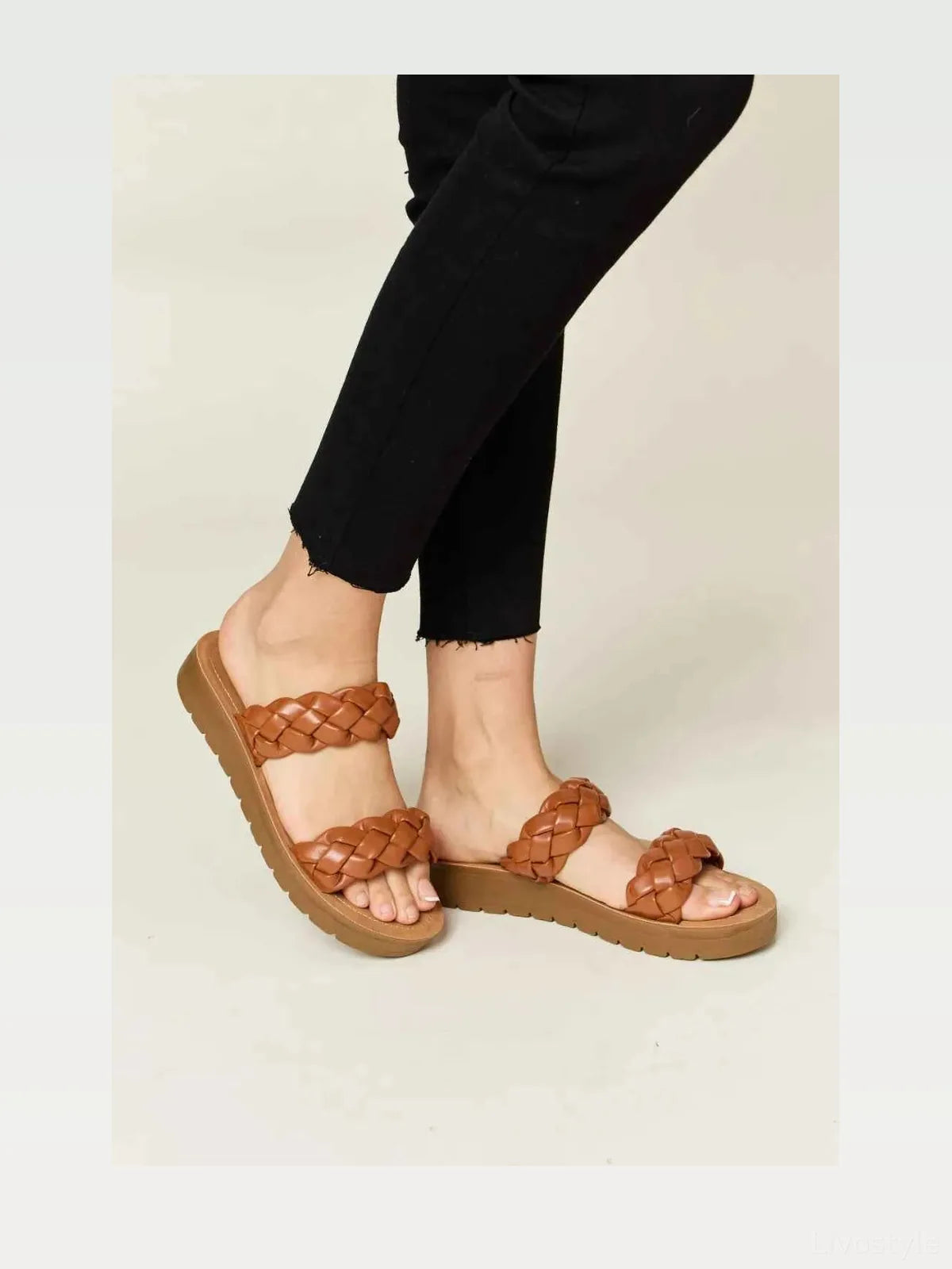 Woven Dual Band Platform Sandals