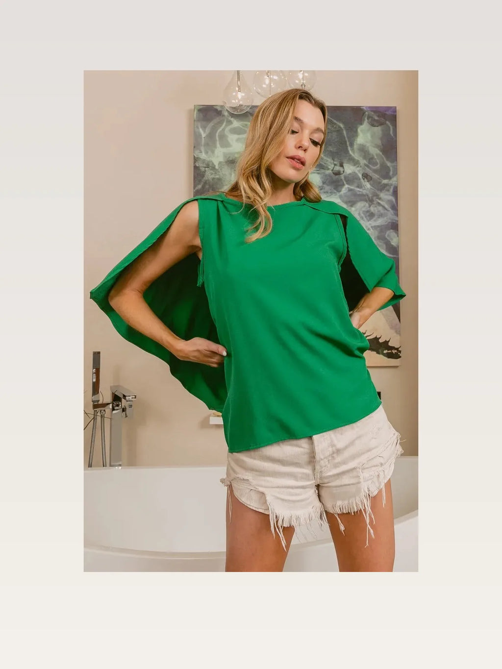 Woven Sleeveless Top with Cape Detail