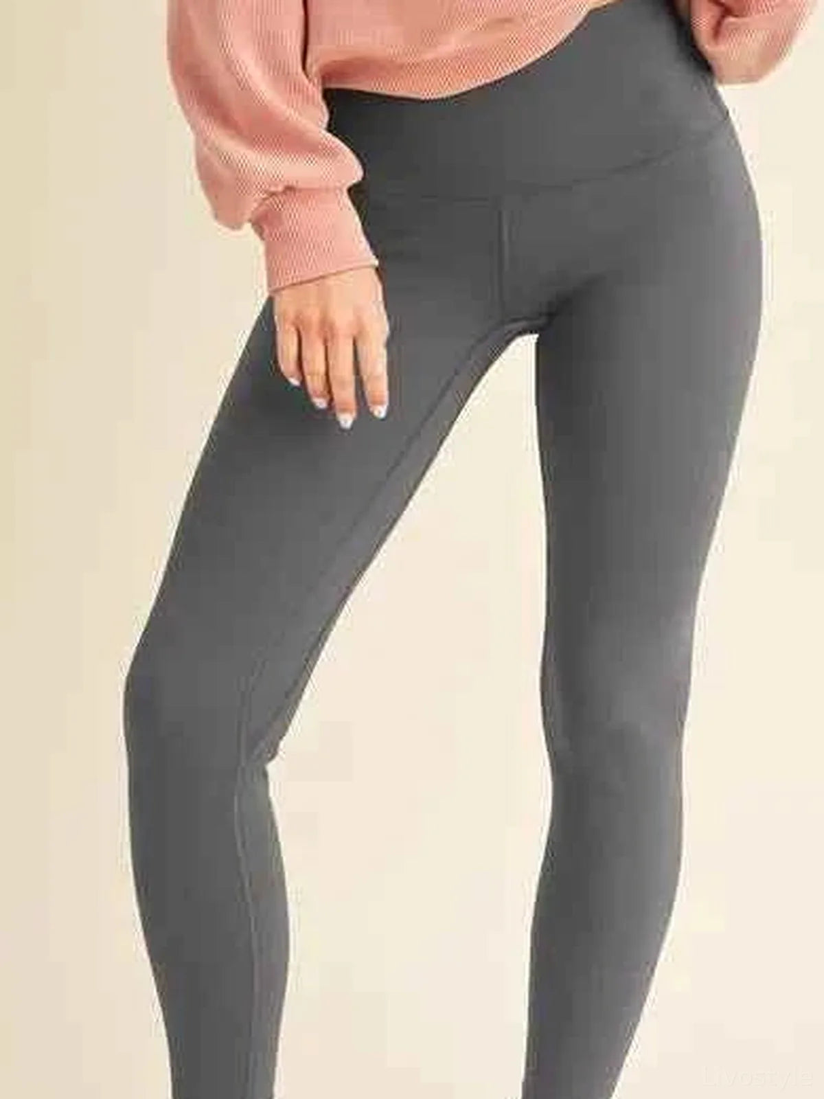 Gray Fleece Lined High Waisted Leggings