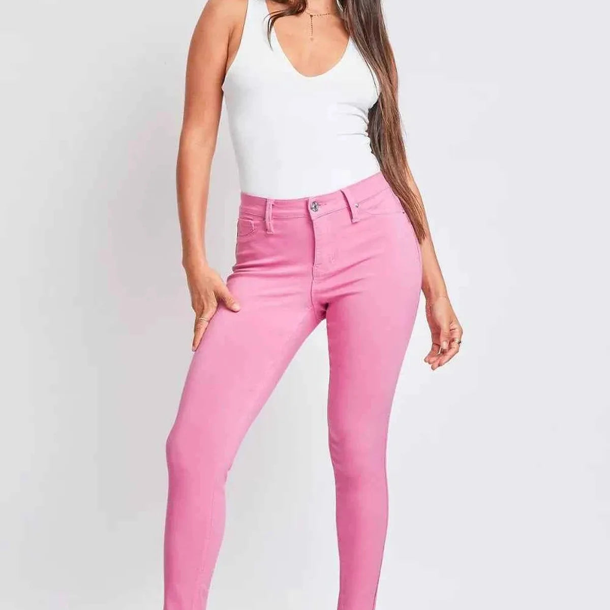 Hyperstretch Mid-Rise Ankle Skinny Pants