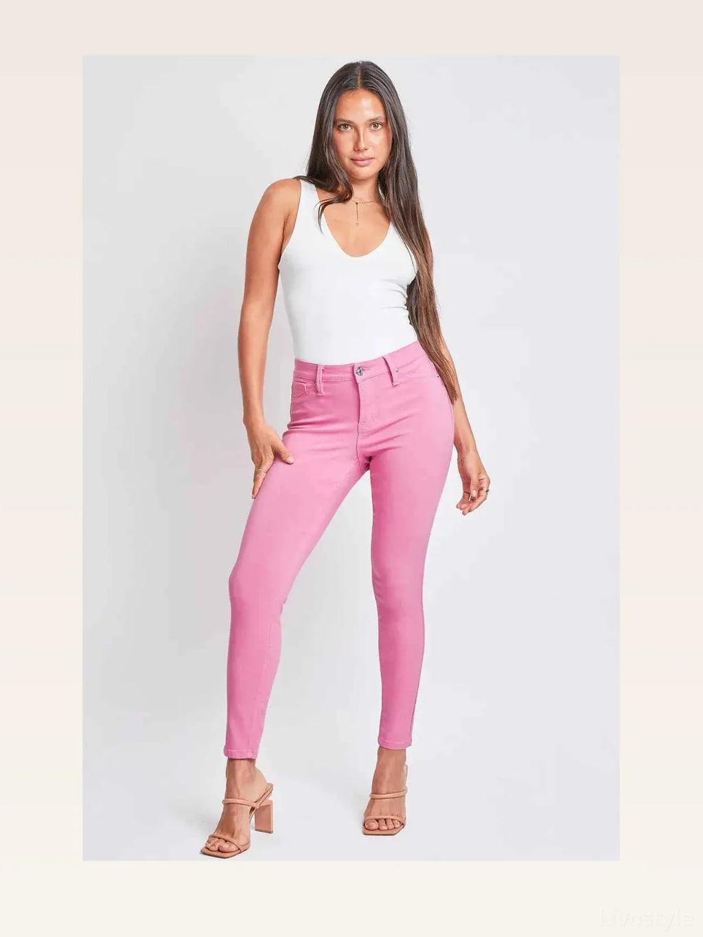 Hyperstretch Mid-Rise Ankle Skinny Pants