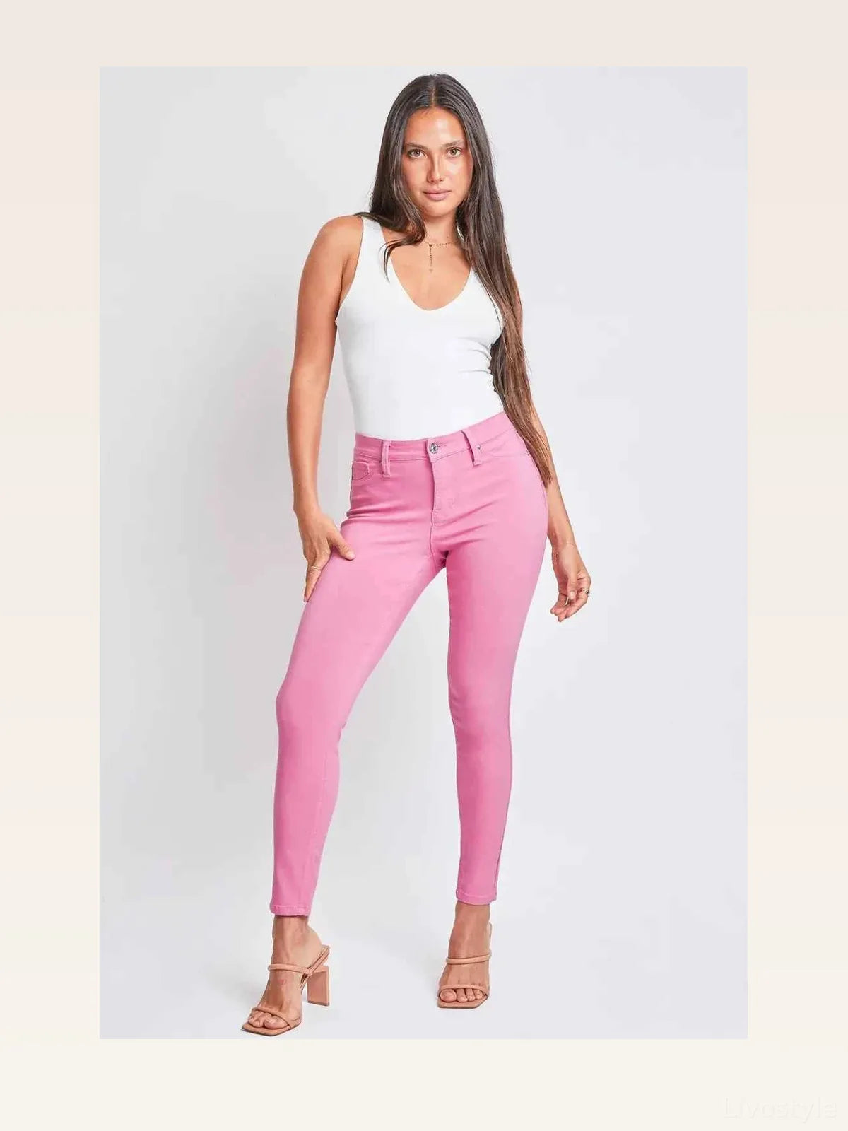 Hyperstretch Mid-Rise Ankle Skinny Pants