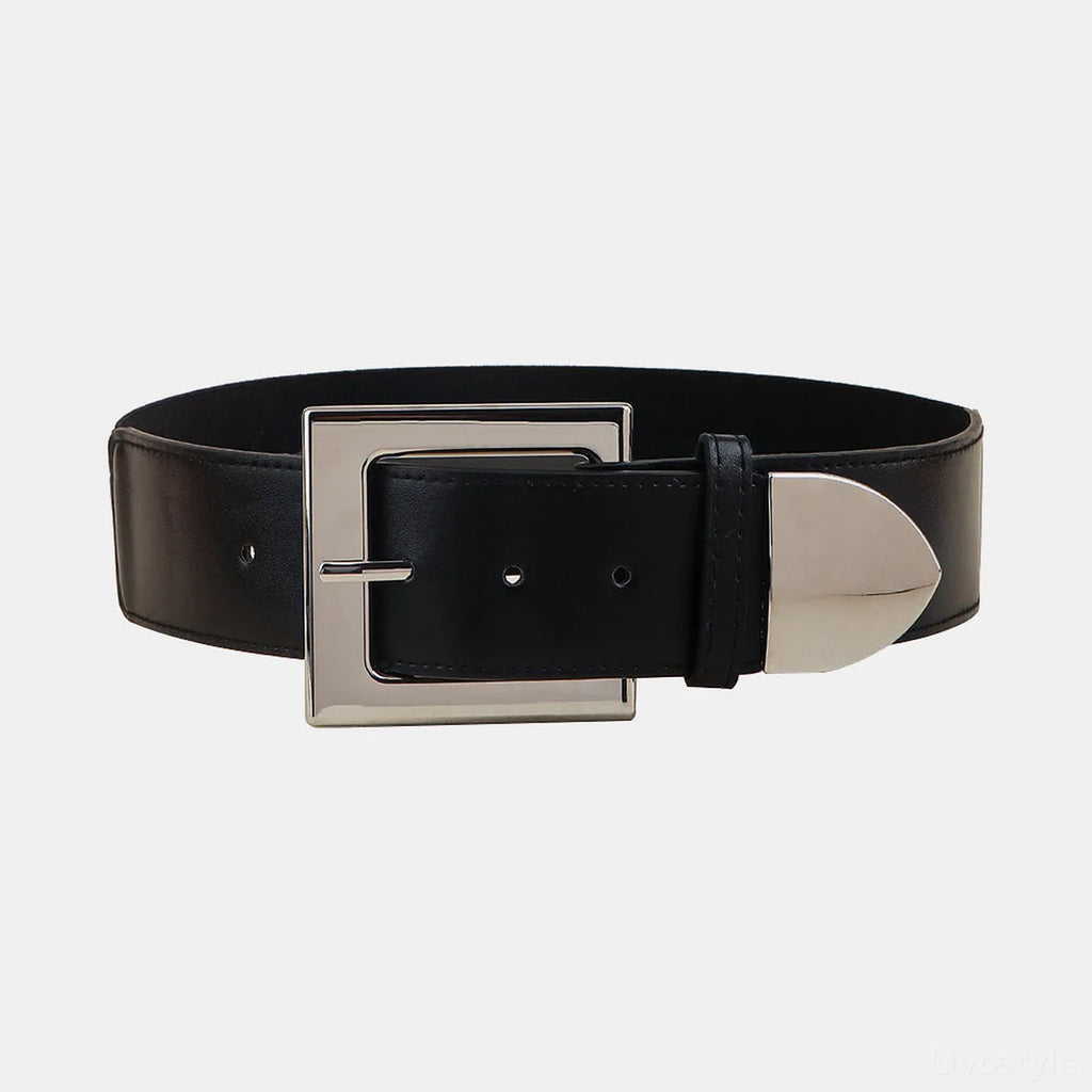 Square Buckle PU Leather Belt